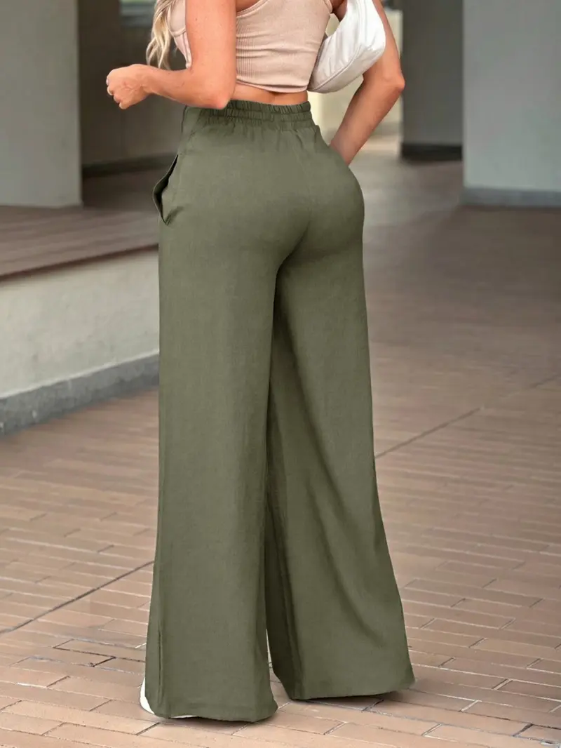 KAYWIDE  Basic Style Casual Versatile Loose Straight Leg High Waist Flowy Wide Leg Pants, Comfortable and Stylish, Perfect for Everyday Wear
