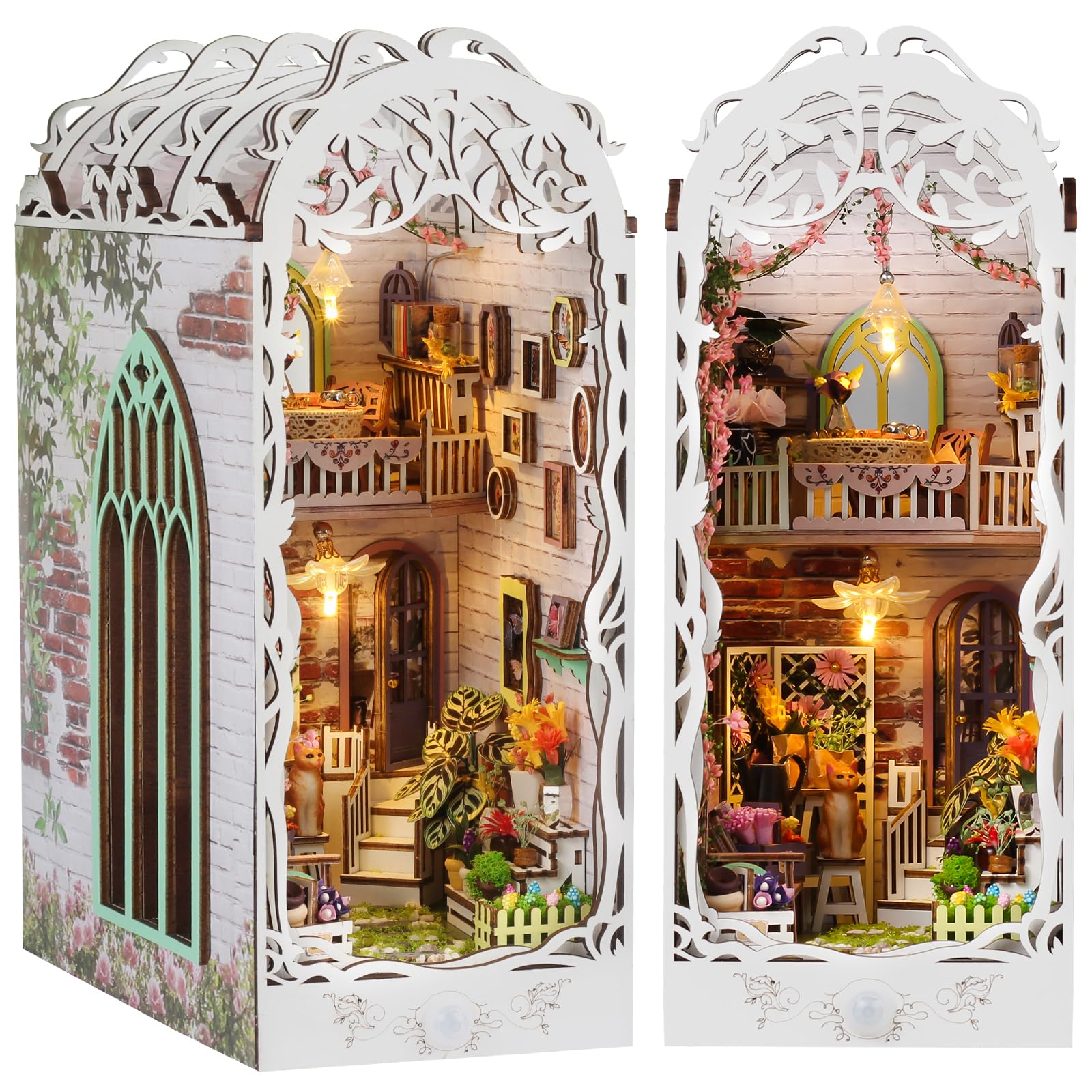 3D Wooden Puzzle, 1 Box DIY Book Nook Kit, DIY Flower Room Model Kit, 3D Desktop Decoration Ornament, DIY Model Kit for Bookshelf Decoration, DIY Building Model