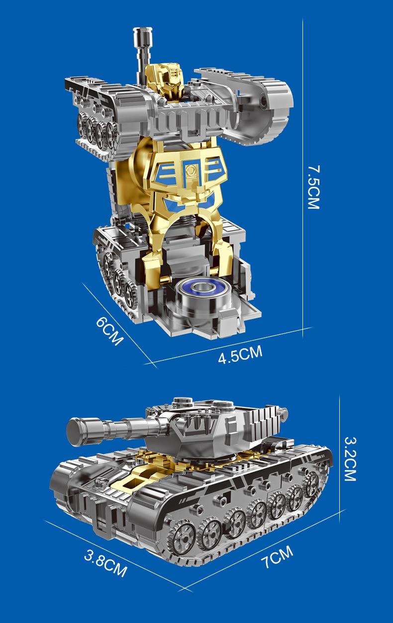 Creative Mecha Fidget Spinner, Simulation Tank Model Transformable Robot, Gear Wheel With Click Sound, Stress Relief Fidget Toys