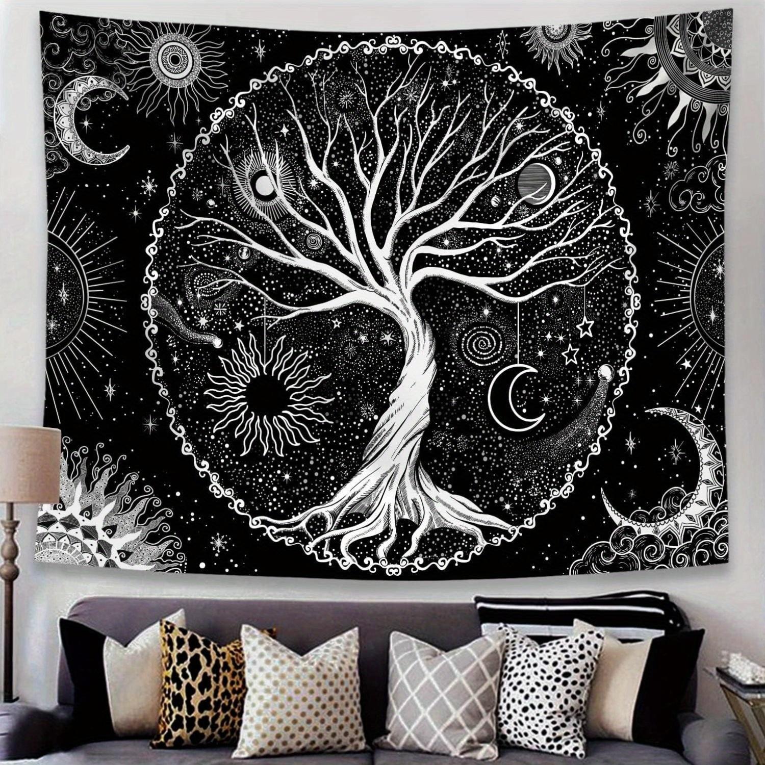 1Pc tree of life tapestry black and white tapestry bedroom spiritual aesthetics tree tapestry aesthetics tapestry aesthetics tapestry wall hanging bedroom black