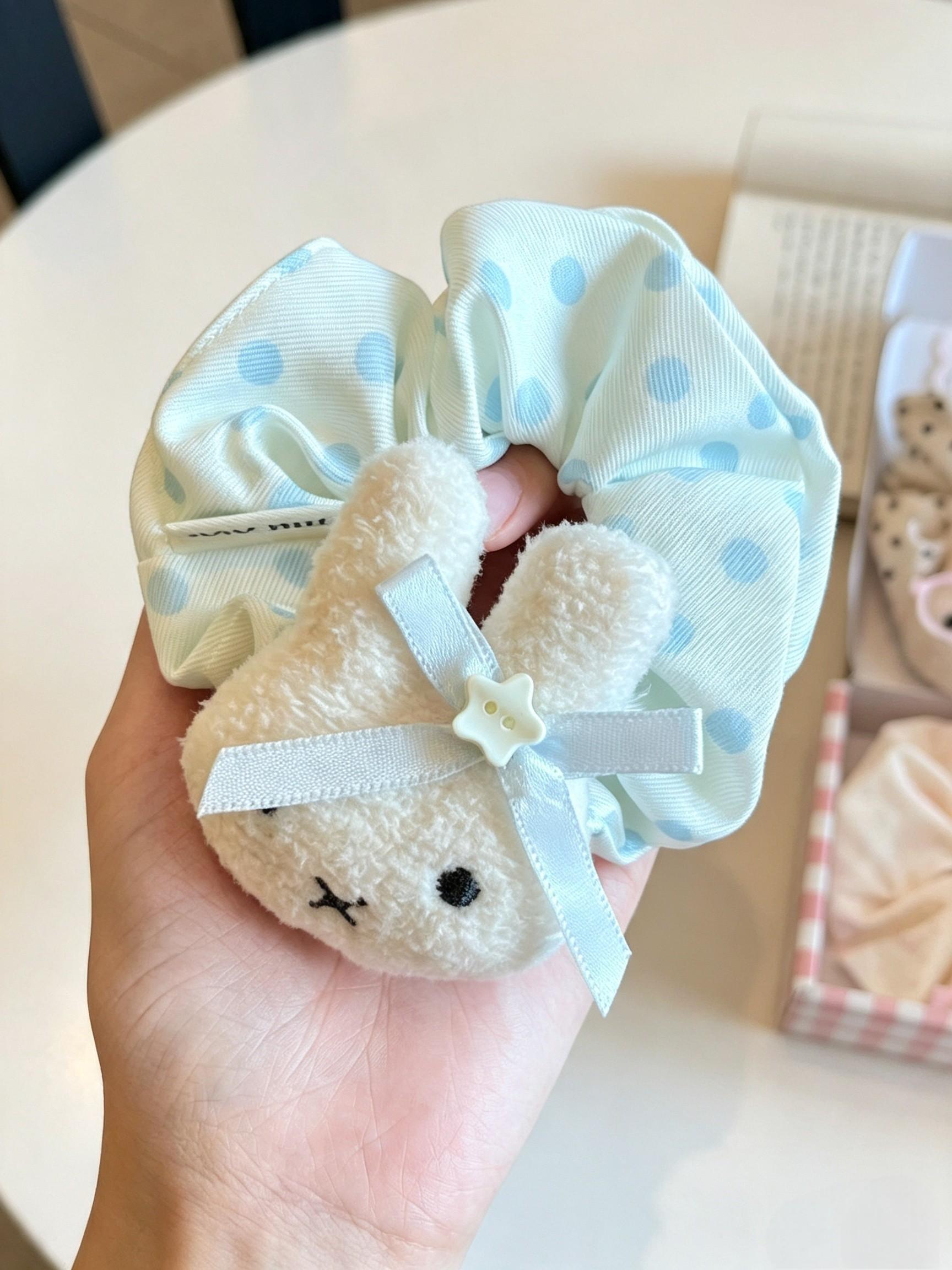 6pcs Easter Day Hair Scrunchies Bowknot, Candy Color Rabbit Hair Ties, Elastic Bands for Thick Curly Hair, Ponytail Holders for Women Men