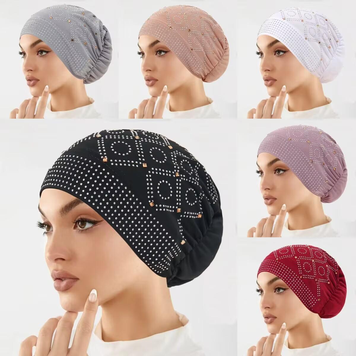 Women's Fashionable Encrusted Headscarf Hat, Retro Style Chemo Cap, Comfortable & Stylish Hair Accessory for Women