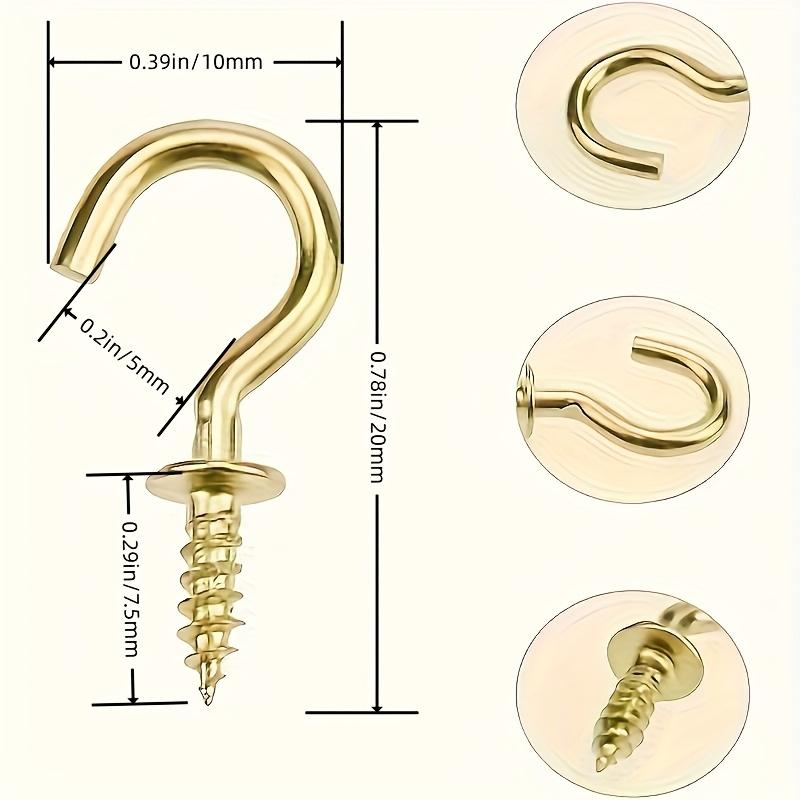 40 Golden Screw hooks, metal polished hooks, used to hang plants, mugs, art decorations, lanterns, bird food, Christmas lights, necklaces, bracelets