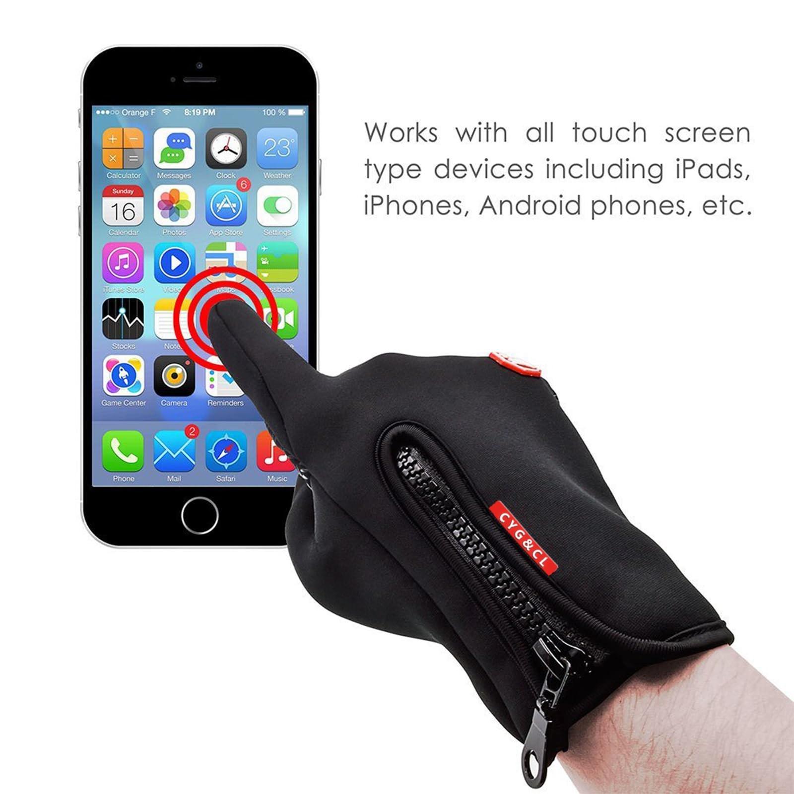 Outdoor Winter Touchscreen Warm Gloves, Water Resistant Windproof Anti-Slip Sports Gloves, Adjustable Size for Men & Women, Cycling, Driving, Running, Hiking, Climbing, Skiing