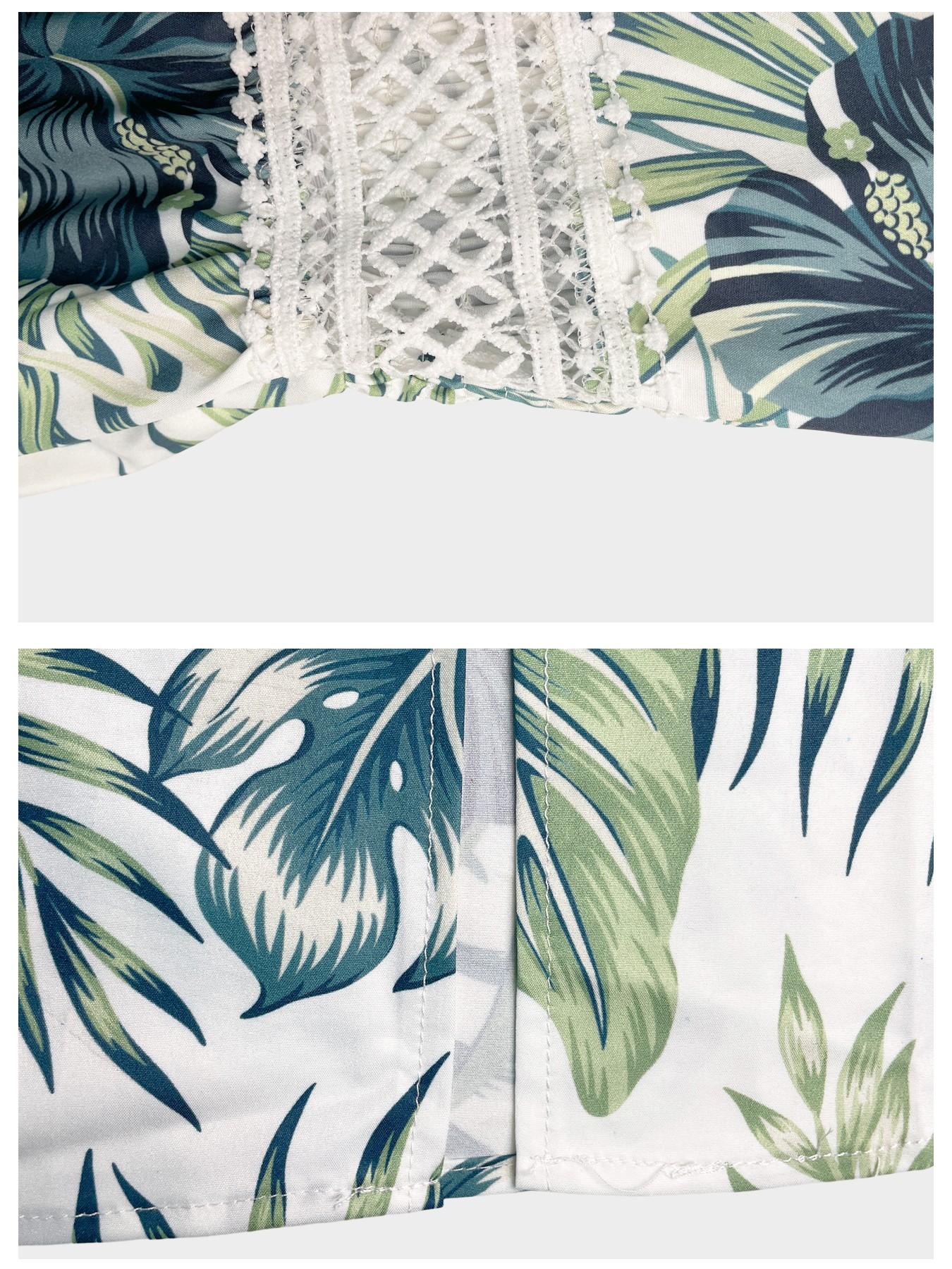 Women's Summer Holiday V-Neck Sleeveless Tropical Print Bohemian Maxi Dress with High Side Slit