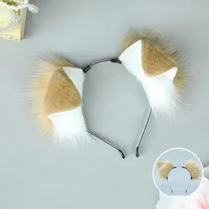 Dog Ear Tail Set Cosplay Accessories Costume synthetic Plush Realistic Animal Ears Tail for Anime Party Cute Pet Role Play