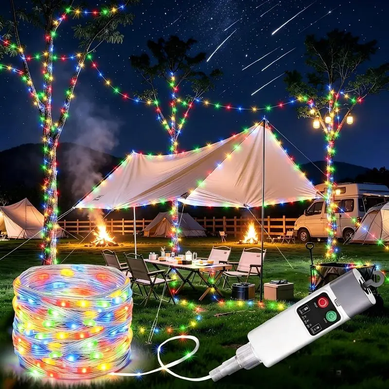 Outdoor sports Joomer Camping String Lights, 33FT 100LED Rechargeable Lights, Multicolor |   Waterproof Outdoor String Lights, 13 Modes Camping  Gear for Tent Awning Garden Patio Travel Decoration