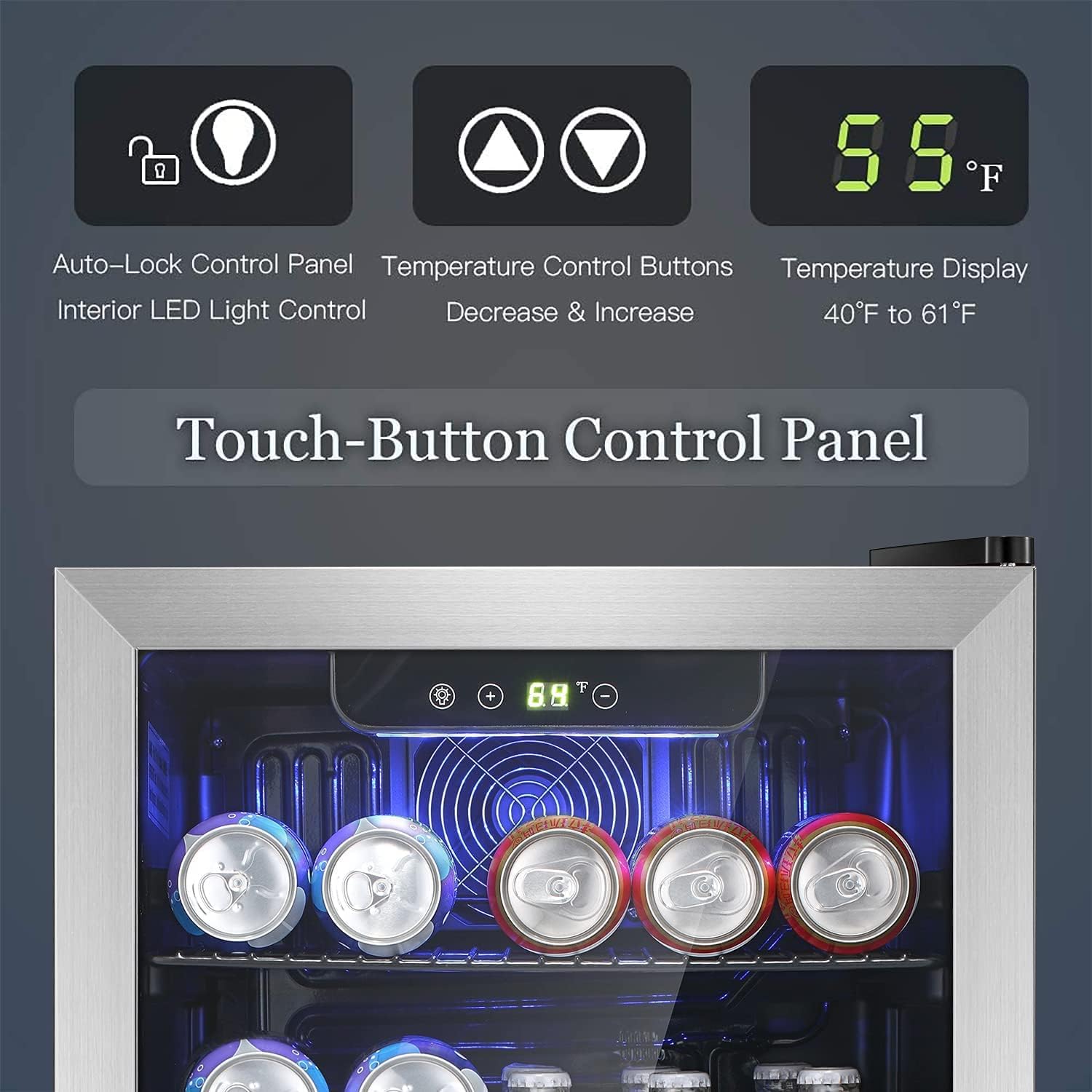 Antarctic Star Beverage Refrigerator Cooler 0.64-4.5Cu.ft 24-145 Can Wine Cooler Cabinet Mini Wine Cellar Beer Soda Clear Glass Door Bar Fridge Quiet Compressor Adjustable Temp Freestanding Indoor Use for Home Office Bar Freezer Box Durable