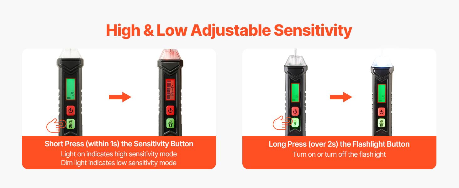 Voltage Tester, Non-Contact Voltage Detector with Adjustable Sensitivity, Dual Range AC 12V-1000V/48V-1000V Live Null Wire Tester Pen with Visual and Audible Alarms, CAT III 1000V Rating
