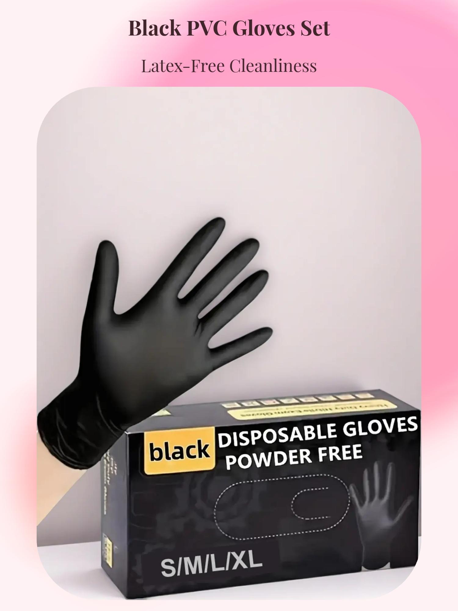 50/100pcs Black PVC Gloves - Disposable Thickened Gloves, Suitable for Kitchen, Dishwashing, Home Cleaning, Handheld, Latex Free, Suitable for Indoor and Outdoor Use, Kitchen Cleaning Gloves