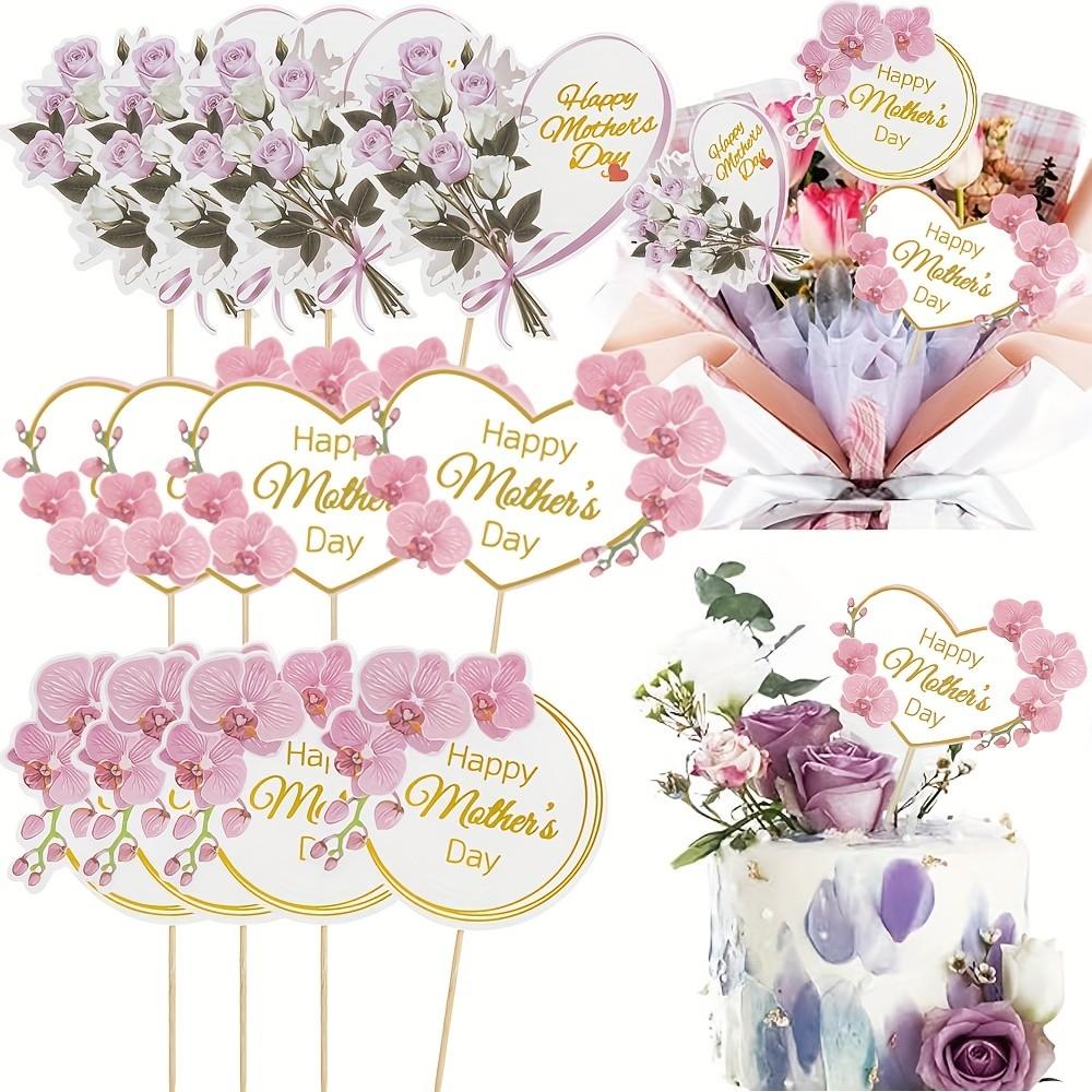 12pcs Happy Mother's Day Cake Topper Mom Letter Cake Topper Pink, Decorative Party Cake Decoration for Mother's Day