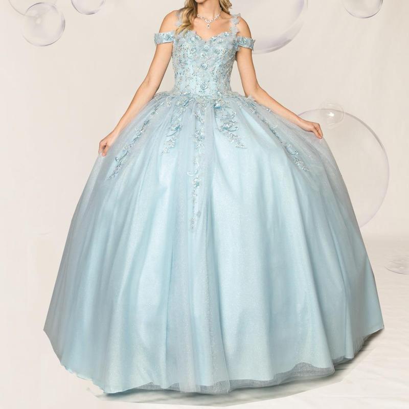 NO.31 Draped Bodice Quinceañera Dress with Three Dimensional Flowers plain mature bodycon party blue dress quince square neck plain sequin dress royal  blue Formal Womenswear party maxi