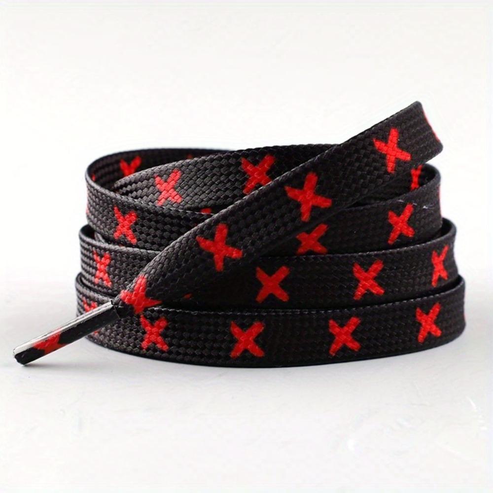 1pair shoelaces, personalized flat shoelaces, red and black shoelaces, mid top sneakers shoelaces, men's and women's shoe accessories, fashionable and cool, personalized shoelaces