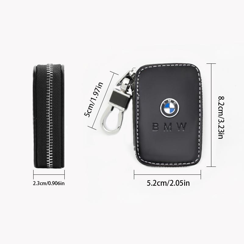 Bmw Key Case High-End Leather Zip Design Multi-Functional Car Keychain Wallet Anti-Loss Key Storage Bag Interior Decoration