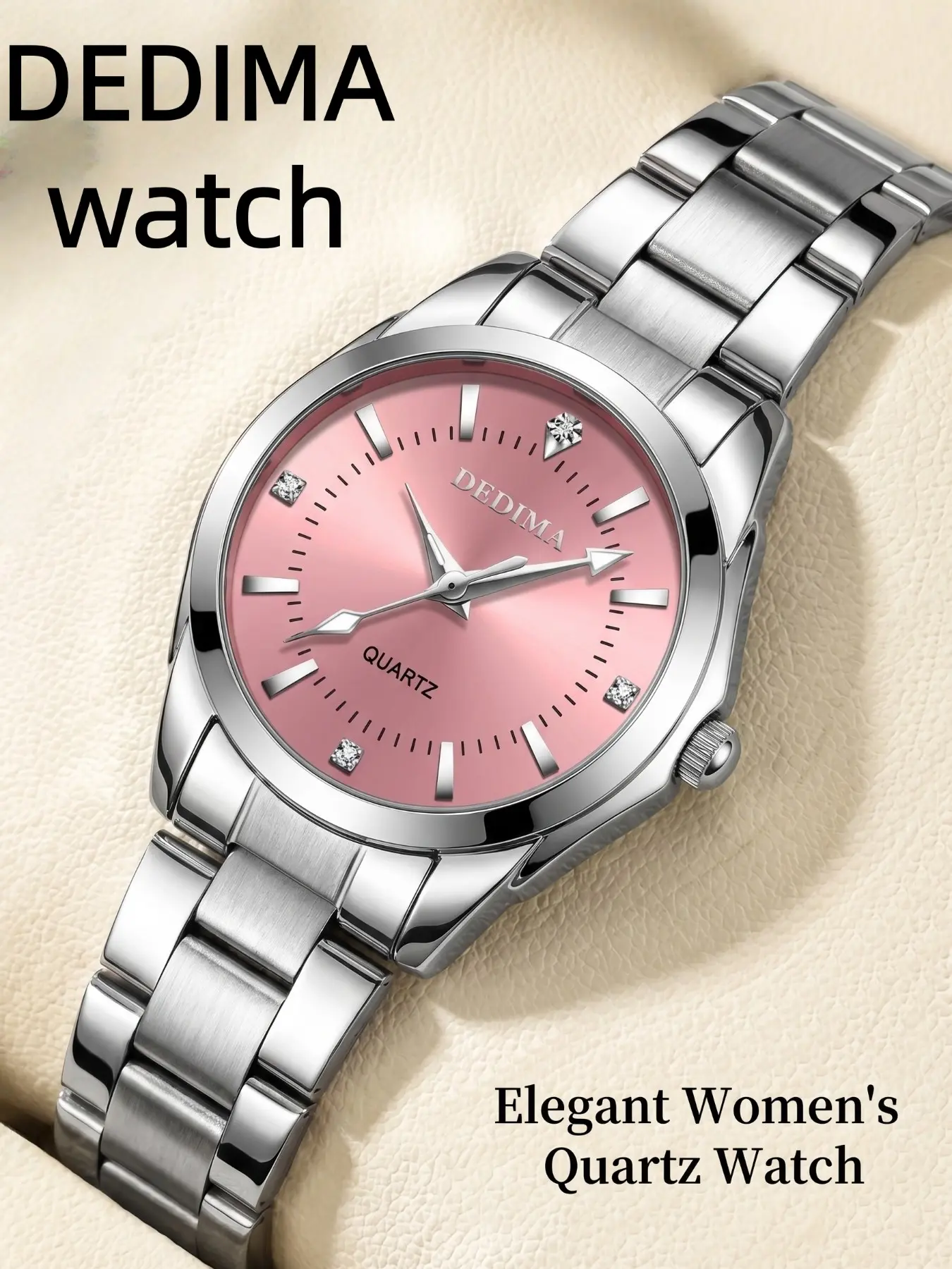 Women's Elegant Round Dial Stainless Steel Strap Waterproof Quartz Watch, Modern Fashionable Wristwatch, Fashion Watch for Party, Daily Decor, Trendy All-match & Exquisite Watch for Birthday Gift with Box