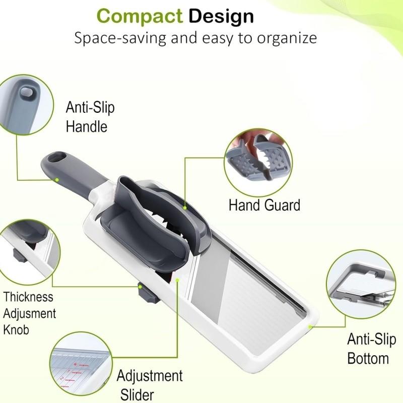 Mandoline Slicer for Kitchen, Multifunctional Handheld Mandoline Slicer, Adjustable Stainless Steel Blade Vegetable Cutter with Comfort Grip, Easy To Clean, Slicers for Fruits and Vegetables, Kitchen Gadgets, Utensils