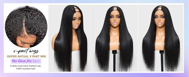 [Hot] CheetahBeauty Upgrade With Drawstring Straight V Part Wigs Human Hair Glueless Body Wave V Part Human Hair Clip in Wigs Beginner Friendly No-Sew In No Glue Ready to Go Wig