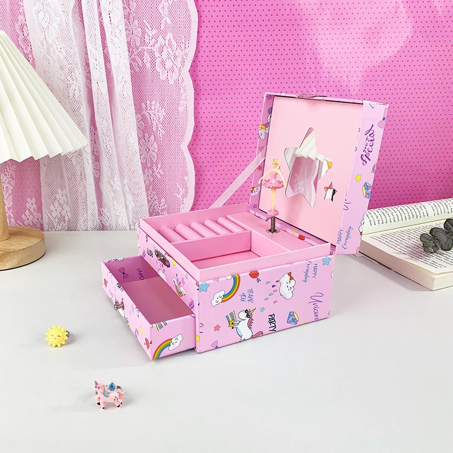 1pc Drawer Unicorn Rocking Music Jewelry Box, Jewelry Storage Gift Box, Suitable for Bracelet, Ring, Earring Storage, Perfect as Gift and Souvenir, Graduation Season, Christmas Gift