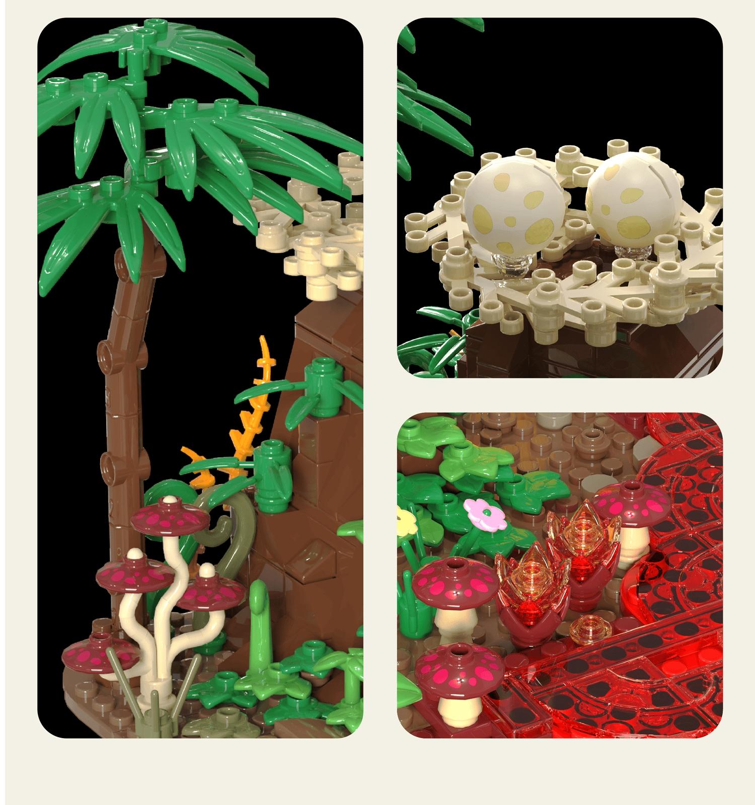 Dinosaur World Building Set, Pterosaur Bird Model DIY Creative Toy, Mini Brick Scene, Desk Decor, Fun Assembly Hobby, Gift for All Ages