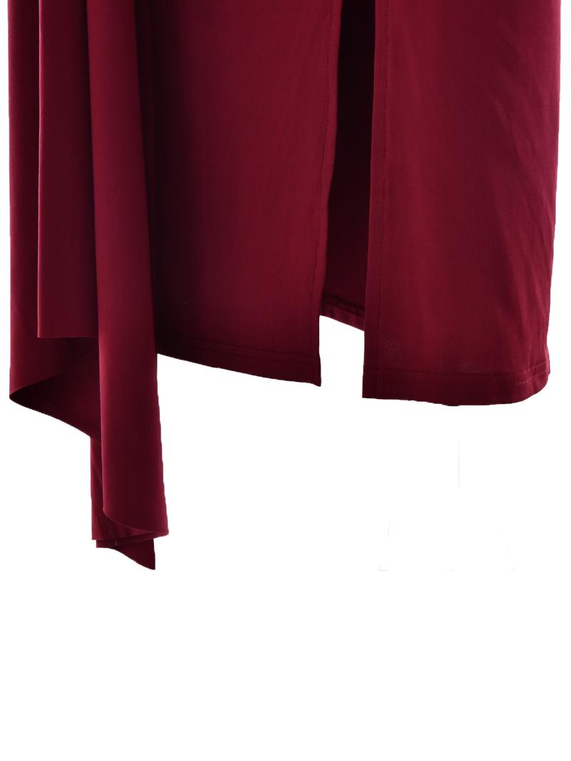 Elegant Party Holiday Dress with Side Long Tie, Asymmetrical Single Shoulder Ruched Bodycon Women's Dress, All Seasons Fashion