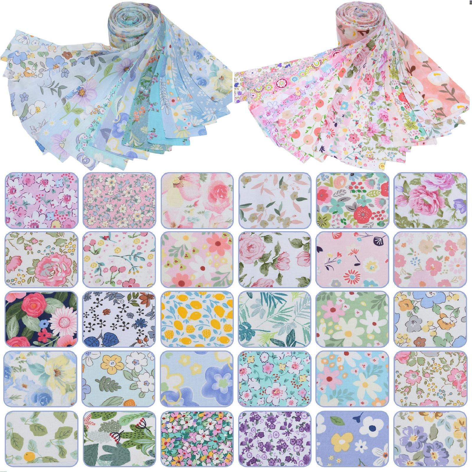 40pcs Floral Fabric Kit, DIY Quilt Making, Pre-Cut Sewing Materials, 6.5cm*50cm, Handmade Craft Supplies, Sewing Tools