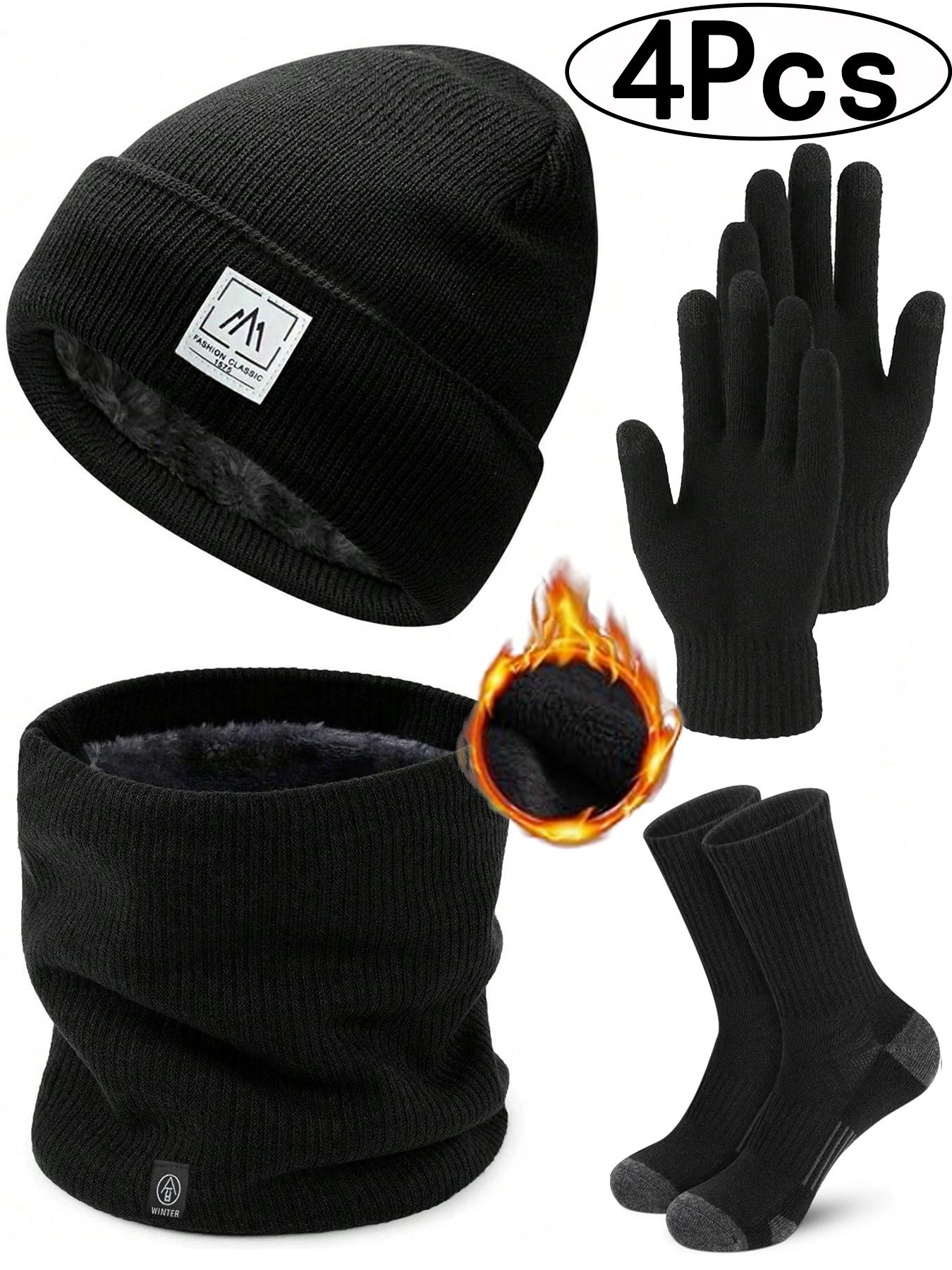 4Pcs-Knit Fleece Face Mask for Fall & Winter Outdoor Use, Multifunctional Neck Gaiter Scarf Windproof Ski Hat Unisex Sports Warmth Thermal Ski Mask