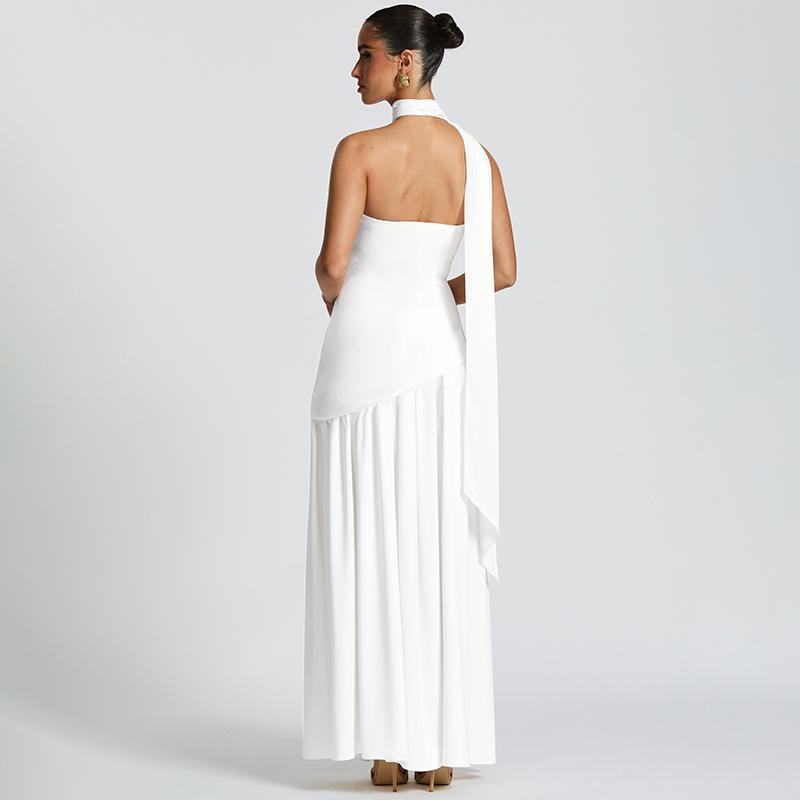 Women's Plain Split Thigh Tube Dress with Scarf, Elegant Strapless Dress for Party Club Beach Vacation, Ladies Clothes for All Seasons