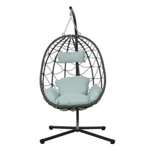 【Bellemave】Egg Chair with Stand Indoor Outdoor Swing Chair Patio Wicker Hanging Egg Chair Hanging Basket Chair Hammock Chair with Stand for Bedroom Living Room Balcony