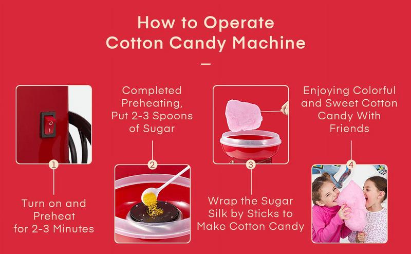 Halloween Gift Rengue Cotton Candy Machine, Cotton Candy Maker for Kids with Candy Spoon and 10 Candy Sticks, Christmas Red, FOHERE Halloween Gift Rengue Cotton Candy Machine, Cotton Candy Maker for Kids with Candy Spoon and 10 Candy Sticks, Christmas Red, FOHERE