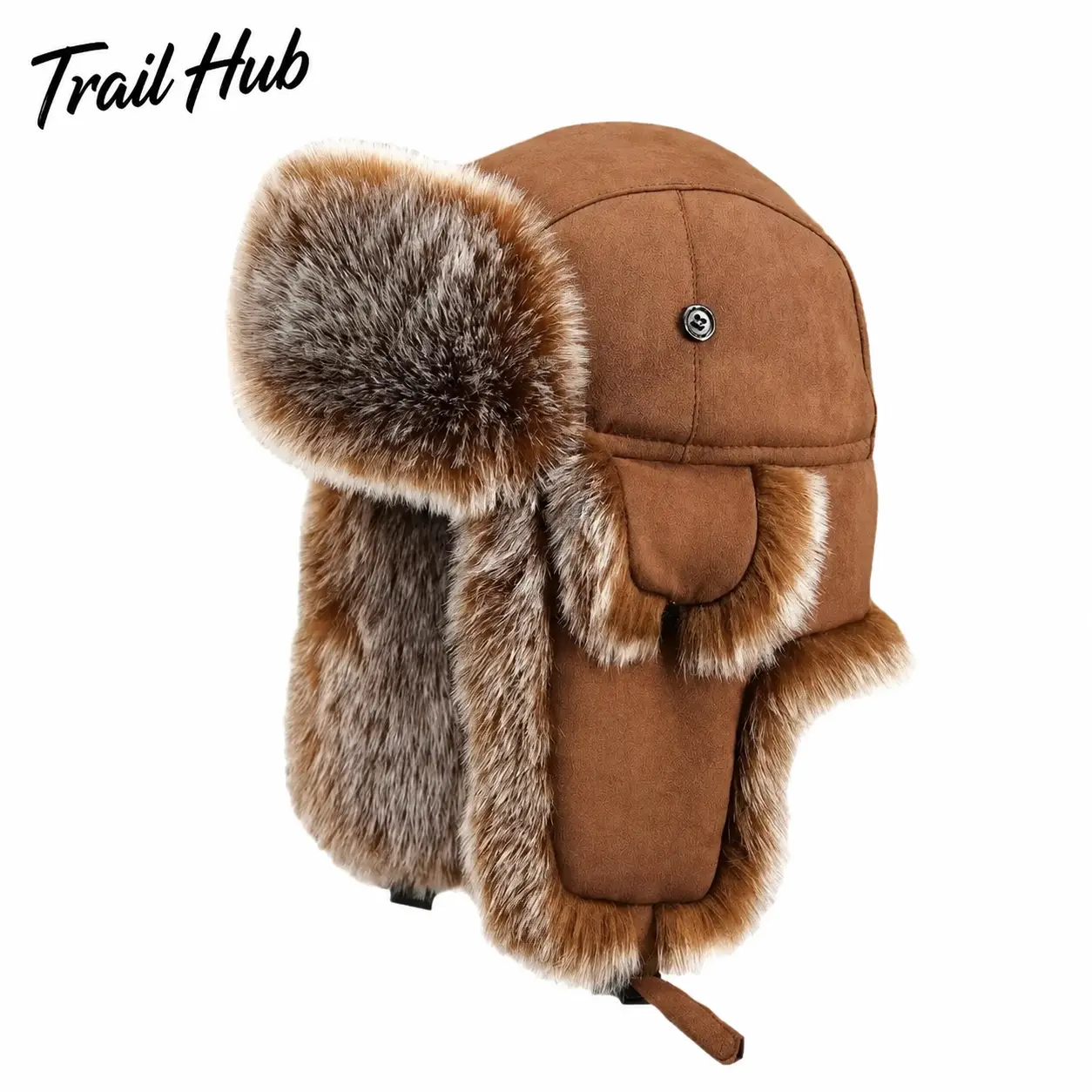 Men's Winter Ushanka Hat with Full Ear and Neck Coverage, Wind-Resistant Faux Fur Lining, Warm Insulated Wool-Blend Fabric for Skiing, Snowboarding, Hiking, and Daily Cold-Weather Use