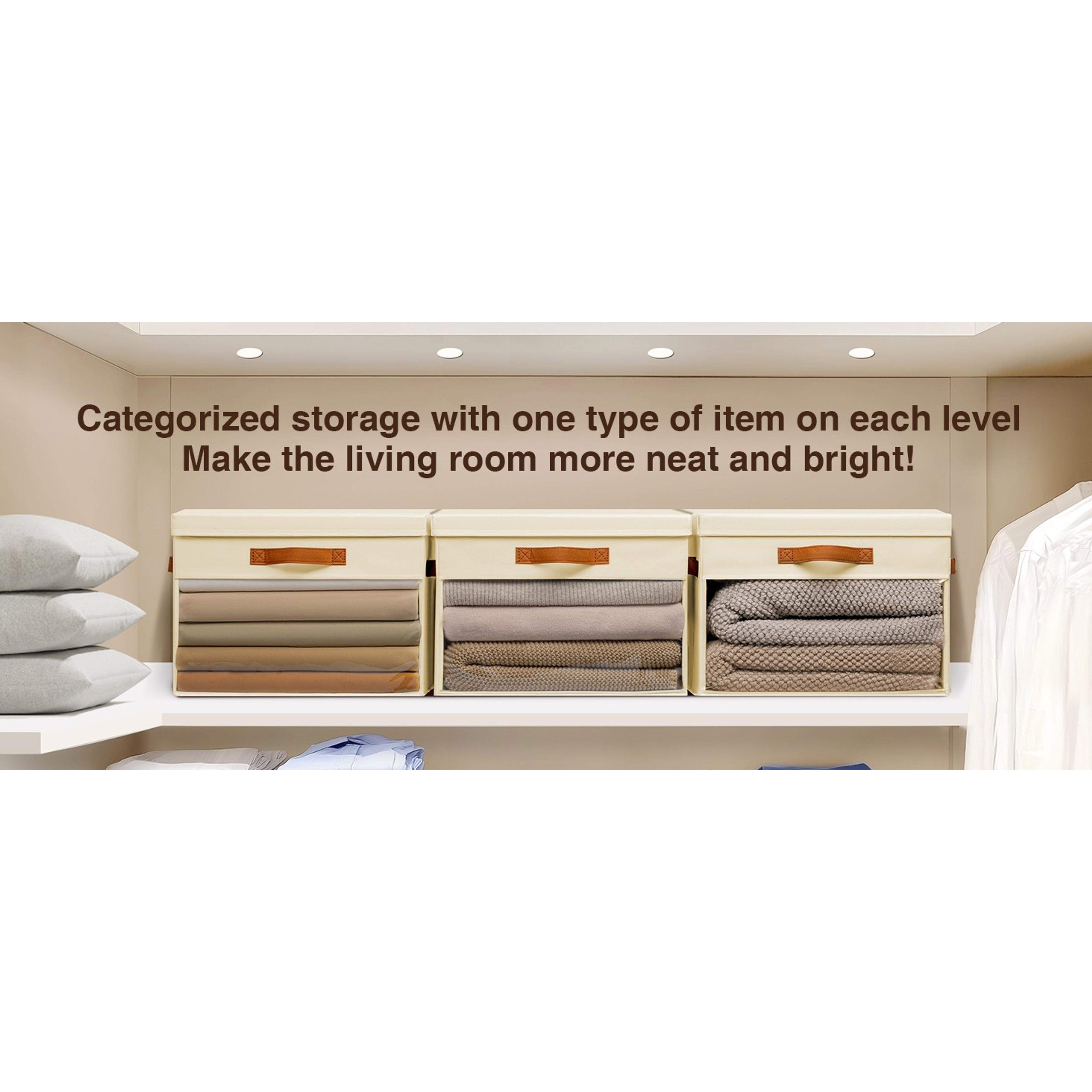 Large Fabric Storage Bins with Lids - Closet Storage OrganizersGift