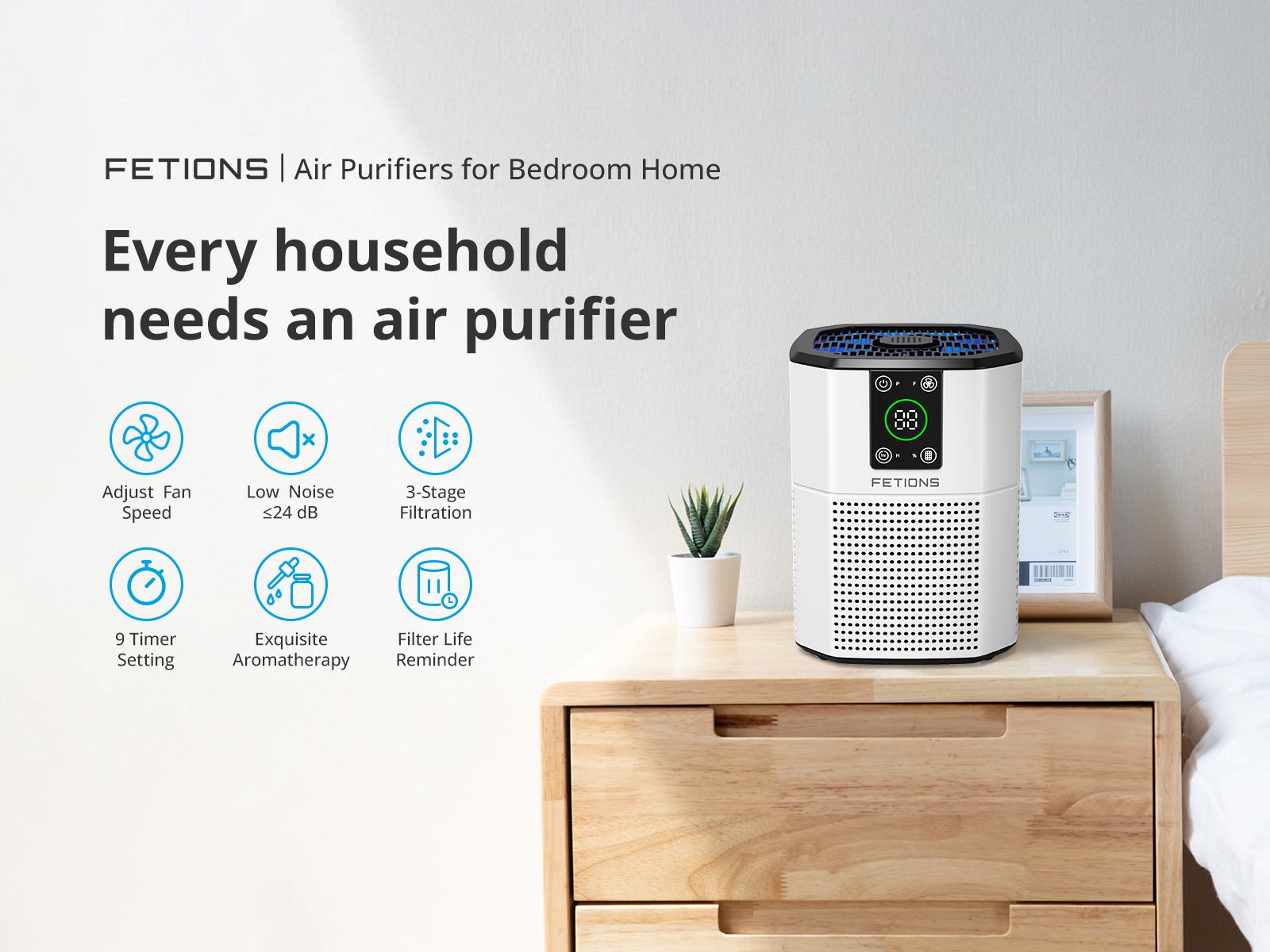 FETIONS Home Air Purifier with Aromatherapy, H13 HEPA 3-in-1 Filtration System, Removes Pollen, Dander, Odors, Compact for Small Rooms like Bedroom, Office, Study, with Soft Ambient Light, White, 2 Pack FETIONS Home Air Purifier with Aromatherapy, H13 HEPA 3-in-1 Filtration System, Removes Pollen, Dander, Odors, Compact for Small Rooms like Bedroom, Office, Study, with Soft Ambient Light, White, 2 Pack