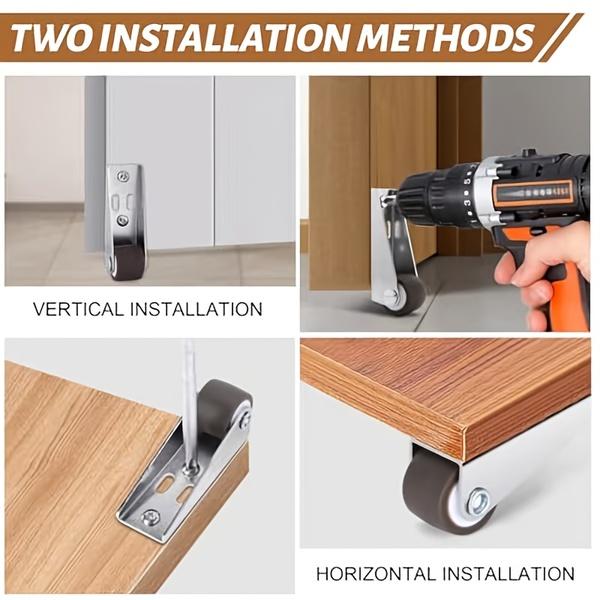 4 Pcs Silent Anti-Sag Door Wheels + 16 Screws Kit, Ideal for Wardrobes and Cabinets, Durable Furniture Hardware Set