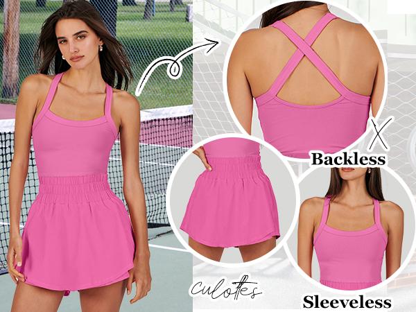 ANRABESS Women's Tennis Dress Shorts Summer One Piece Outfits Athletic Romper Sleeveless Workout Mini Skort Dress ANRABESS Women's Tennis Dress Shorts Summer One Piece Outfits Athletic Romper Sleeveless Workout Mini Skort Dress