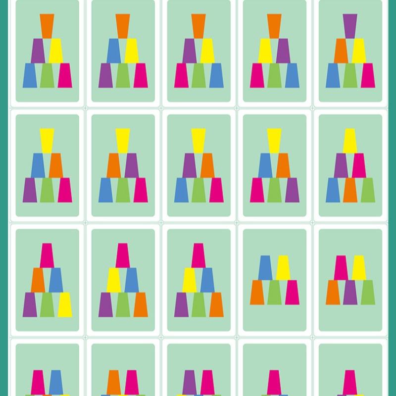 Educational Stack Cups Set, Color Recognition Cards, Toy, Focus Logic Thinking, Two-Person Interactive Puzzle, Stacker