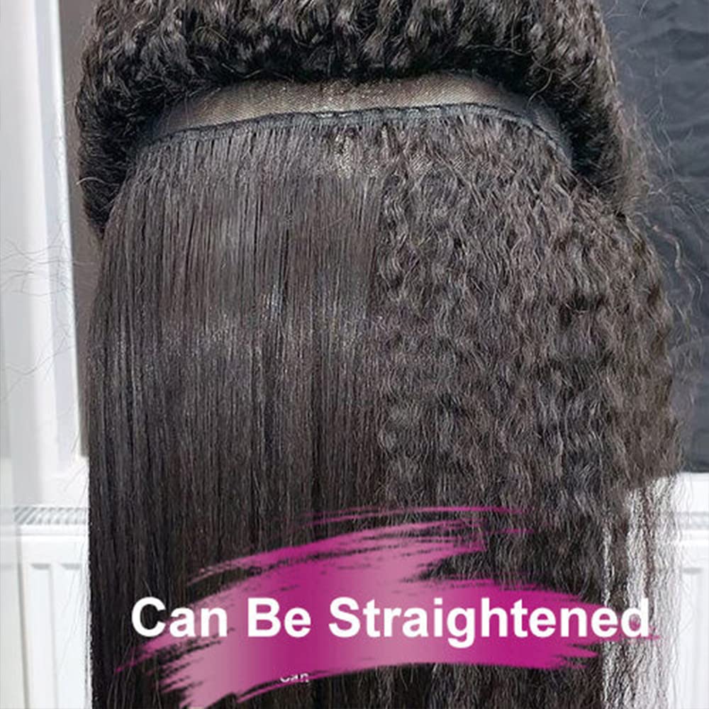 Bling Hair Kinky Straight Lace Front Wigs 13x6 360 Lace Frontal Wig Real Human Hair Pre Plucked With Baby Hair 180% Density Yaki Straight Transparent HD Glueless Lace Wig Human Hair Wigs For Women SpringStatements