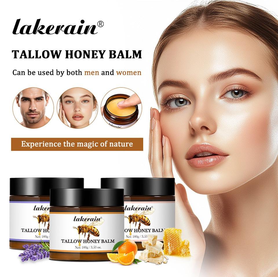 Beef Tallow & Honey Balm Cream, All-Natural Moisturizer Hydrates and Nourishes the Skin, Grass-fed Beef Tallow Honey Balm blend Nourishing Moisturizer for Face, Body & Hands.