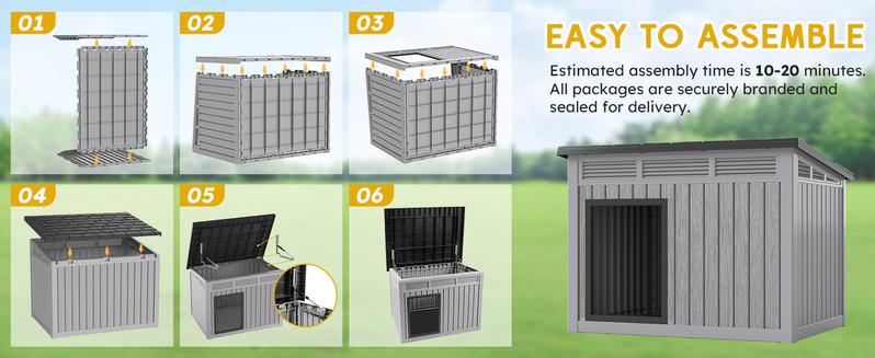TikTokShopStockUp  WTFGO doghouse Sturdy Frame Doghouse for Small & Medium Pets - Dual-Use for Indoor & Outdoor, Easy to Clean & Assemble  Kennel  for Your Christmas Gifts Wooden Kennel
