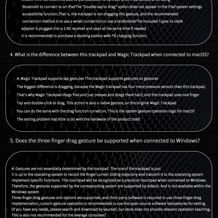 JOMAA Bluetooth Wireless+Wired Trackpad 2.4G Tri-Mode Touchpad Mouse Rechargeable High-Precision Touchpad for IOS Mac Windows