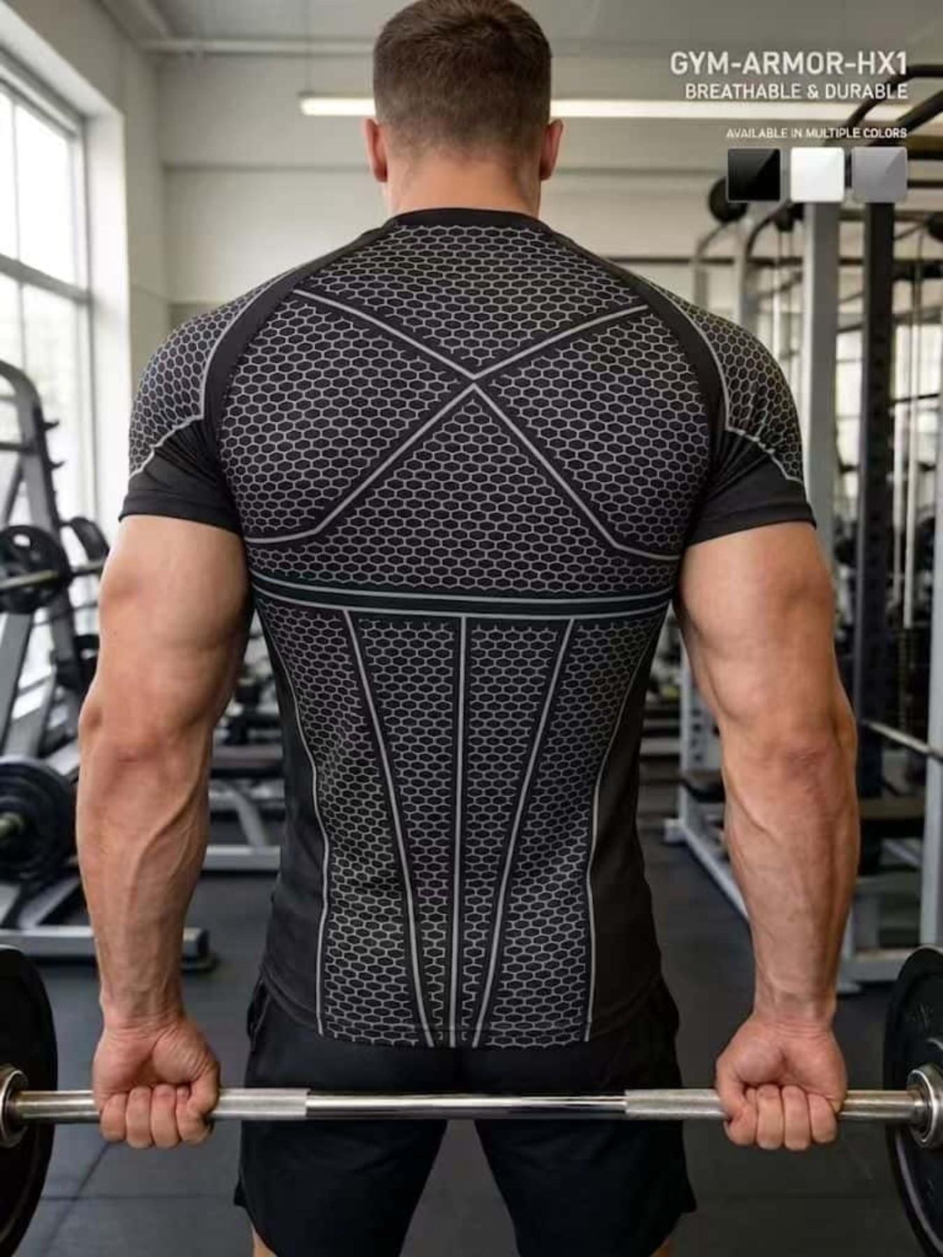 Men's Batman Compression Sports Shirt, Short Sleeve Workout Top, Quick-Dry Breathable Athletic Apparel, Ideal for Fitness Training