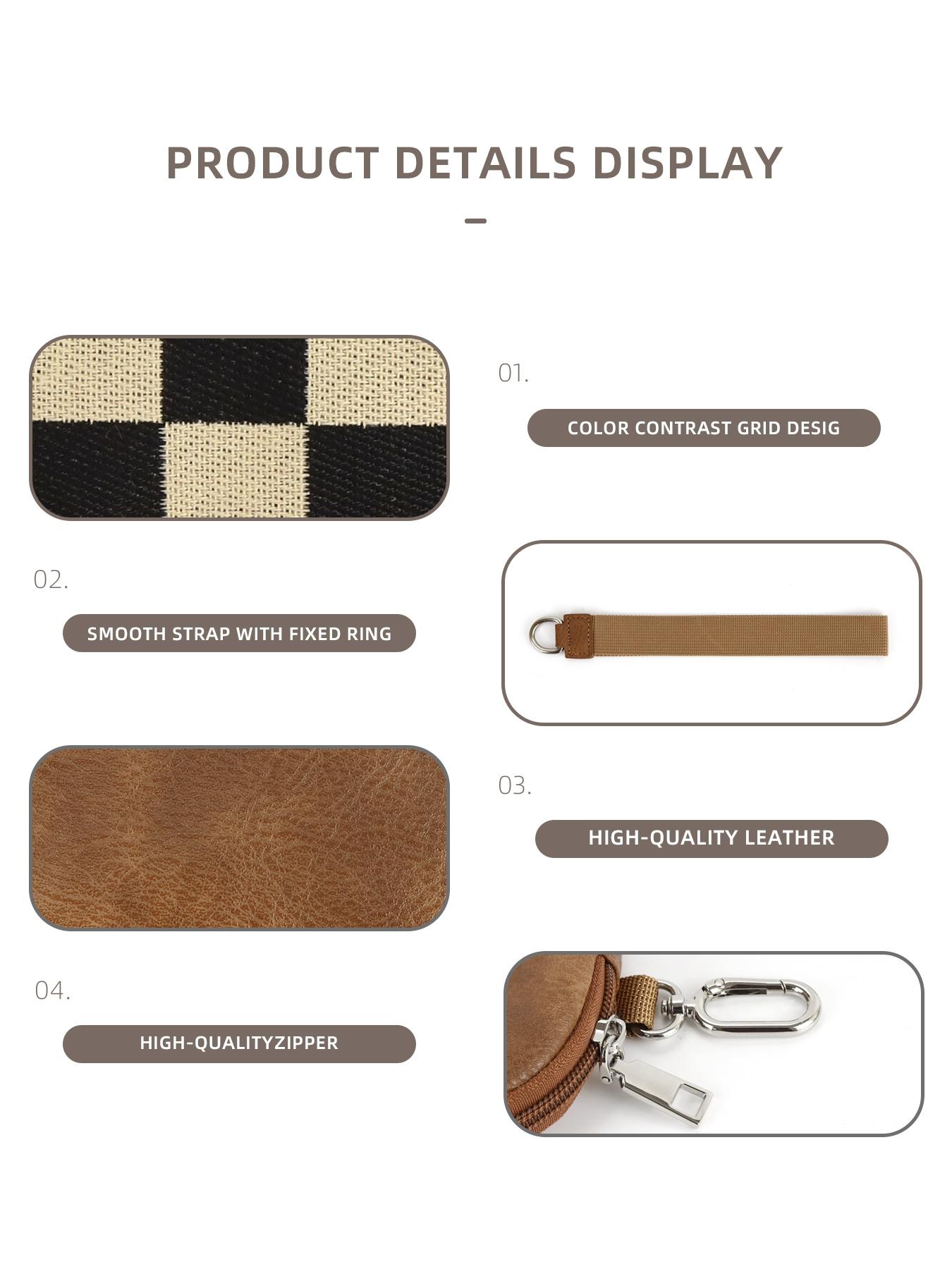 Women's Checkered Pattern Zipper Short Wallet with Detachable Keychain, Casual Versatile 2 in 1 Wristlet Wallet, Trendy All-match Card Holder for Daily Use, Credit Card Holder