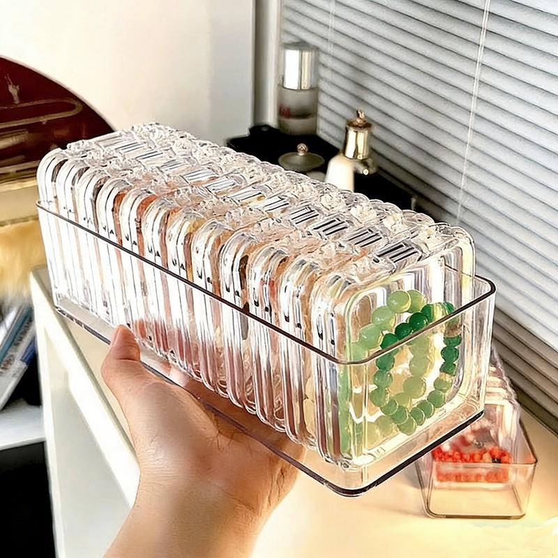 Jewelry Storage Box Set, 12 Transparent Compartments, Large Clear Organizer, Portable Bead Holder, 9x3.6x2.4 Inches, Compact Accessory for Travel & Crafting, Travel Essentials