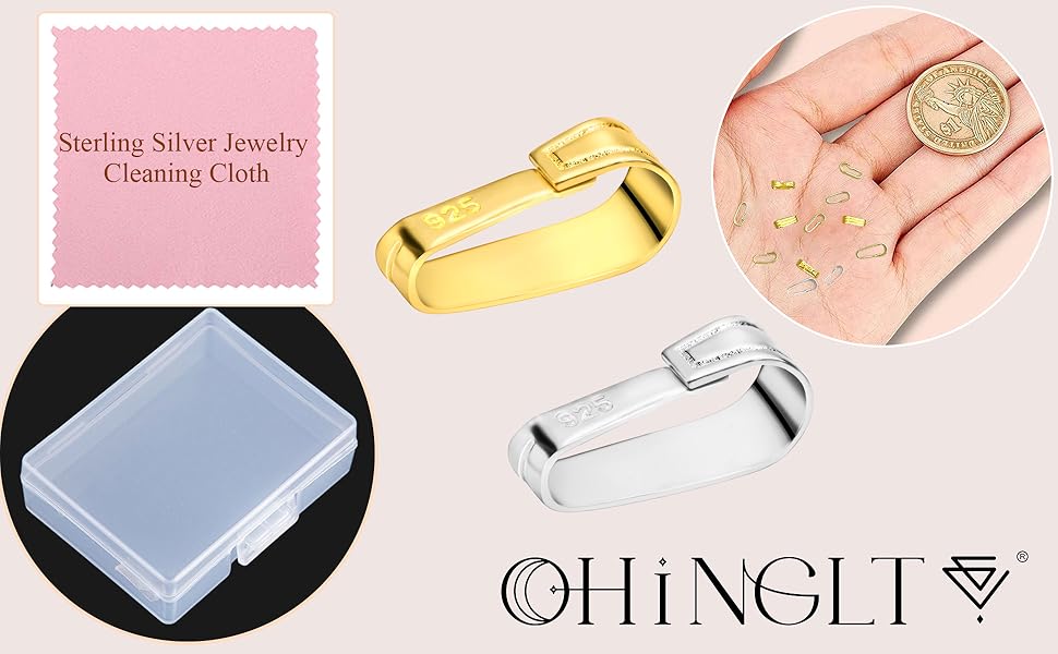OHINGLT 10 Pieces Jewelry Making Clip Clasps - Clip Clasps in 925 Sterling Silver, Fashionable and Delicate Necklace Pendant Clasps