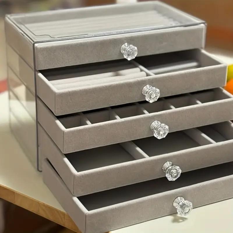 Light luxury home accessory storage! Transparent multi-layer design, velvet lining to prevent scratches, large capacity for storing earrings and necklaces. Suitable for bedrooms, studies, bathrooms, and for organizing jewelry and cosmetics.