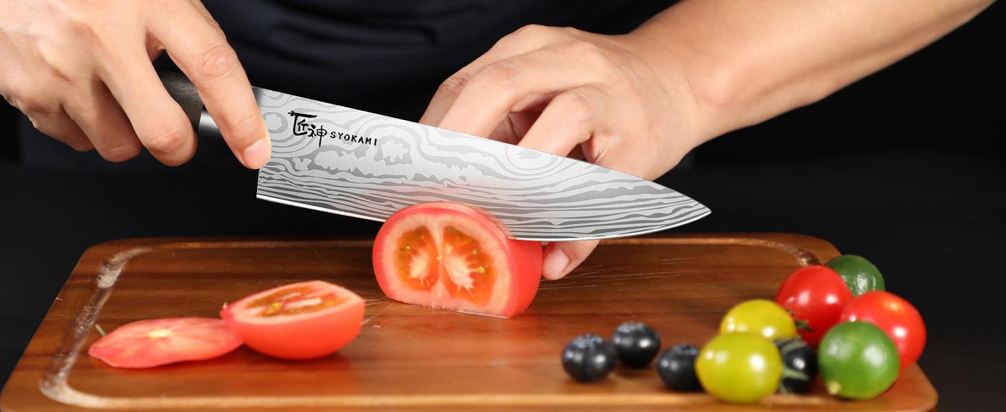 【TikTokShopSpringGlowUp】 SYOKAMI [UPDATE] Kitchen Knife Set with Magnetic Block and Sharpener 14 Piece Knife Set 360° Rotatable Holder Ultra Sharp High Carbon Stainless Steel Knives Sets with Steak Knives, Anti-slip Ergonomical Handle, Mother's Day Gift