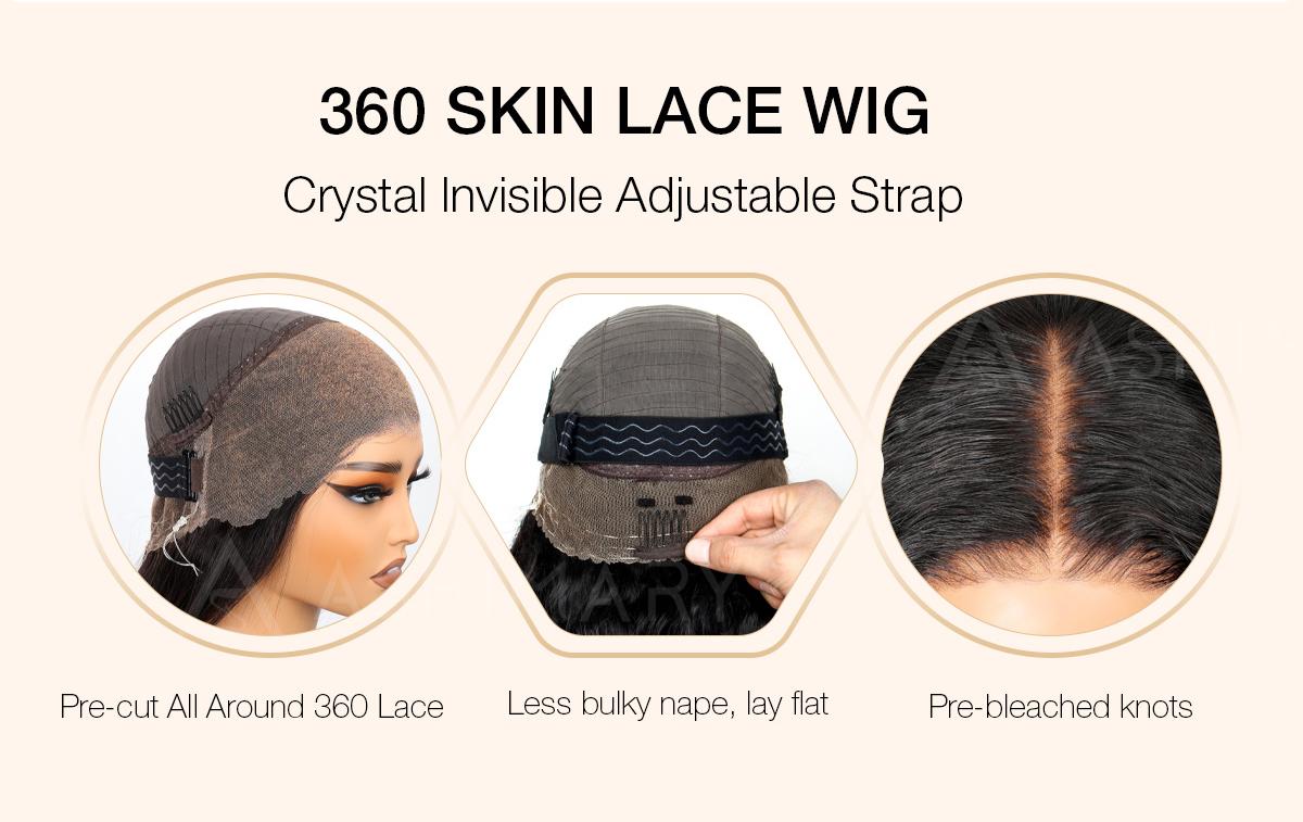 【Newborn Hairline Wig:24" Flash Sale】Kinky Curly Invisi Strap Snug Fit 360 Transparent Lace Frontal Bleached Knots Pre Cut Lace Wig With Drawstring