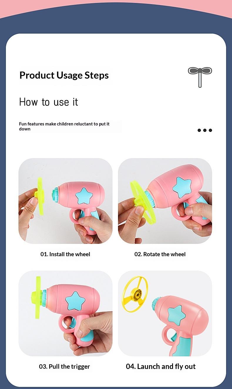 Glow in The Dark Flying Disc Toy Gun, LED Spinning Flying Saucer for Kids & Cats