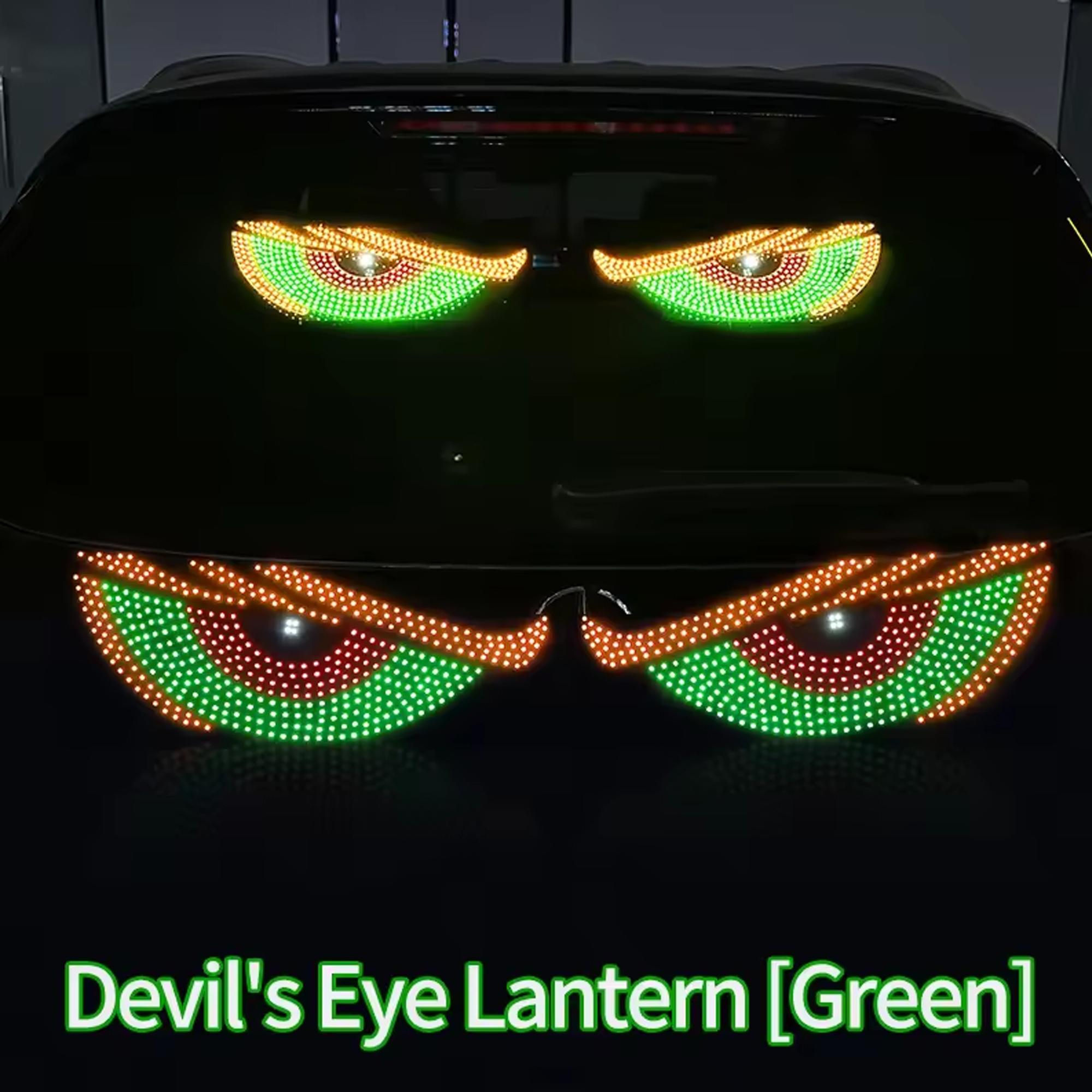 11 Modes Dynamic Demon Eye Car Logo Sticker Light USB plug-and-play windshield decor lamp with no wiring required. Long press for power on/off, single key to switch light modes. Self-adhesive backing enables hassle-free tool-free installation.