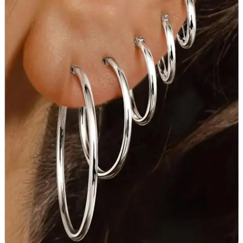 5 Pairs Hoop Earrings for Women, Small Hoops, Hypoallergenic, Medium Big Sizes 10/14/20/30/40mm, Daily Wear, All Seasons