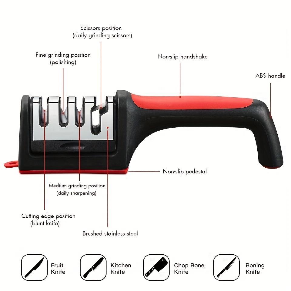 4-Stage Professional Kitchen Knife Sharpener - Knife Sharpener Helps Repair, Restore, Polish Blades and 4 Stage Sharpening Slots